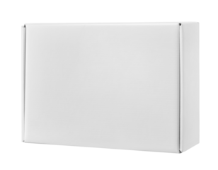Blank white cardboard box isolated on white background
