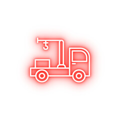 crane vehicle neon icon