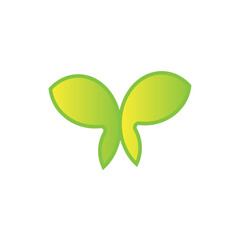 green leaf icon with butterfly.