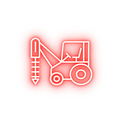 auger tractor neon icon