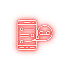 Voice message communication neon icon