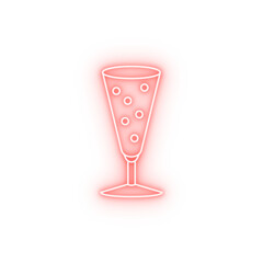 Champagne glass neon icon