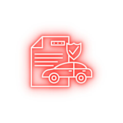 Car insurance neon icon