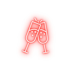 glasses of champagne neon icon