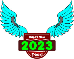 happy new year 2023 greetings with wings
