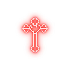 Cross heart neon icon