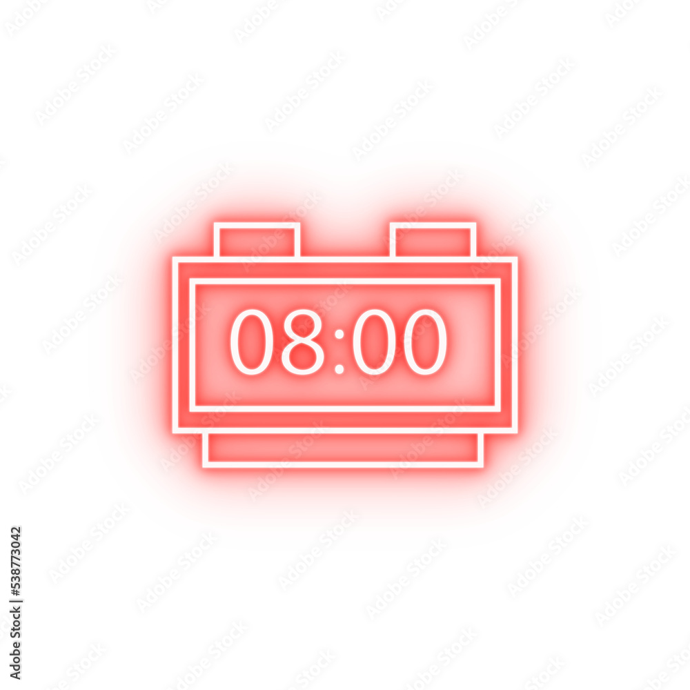 Poster clock time alarm neon icon