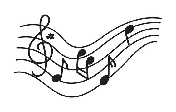 Music note design element in doodle style