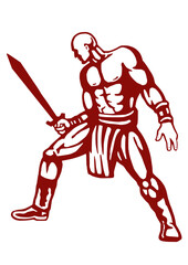 illustration of a warrior with big sword fighting