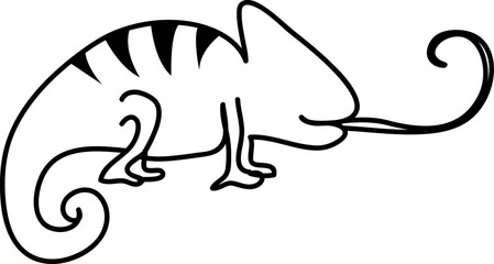 Chameleon Cartoon Character. Cute Animal Mascot Icon Outline Style.eps