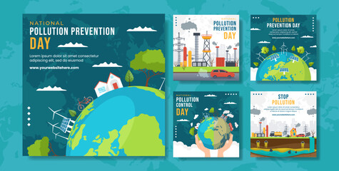 National Pollution Prevention Day Social Media Post Flat Cartoon Hand Drawn Templates Illustration