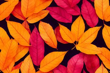 背景素材:美しい秋の落ち葉のシームレス背景 generative ai	
