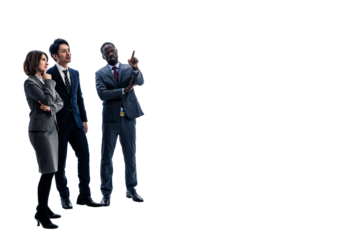 打ち合わせをする多国籍ビジネスグループ　背景透過PNG　切り抜き写真