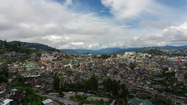 A beautiful high angle time-lapse view of the clouds over the city of Kohima in Nagaland, India.