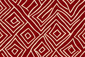 Red Textile Tile. Scarlet Tribal 2d Seamless Pattern. Ethnic Shibori Boho Design. Marine Japanese Drawing Design. Boho Chevron Traditional.