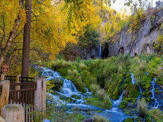 Viewing Platform at Roughlock Falls on Little Spearfish Creek, Spearfish Canyon State Natural Area,...