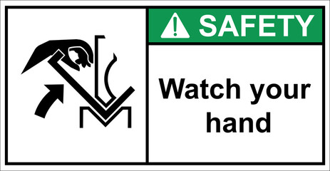 Be careful with your hands being pinched by the machine.Sign safety
