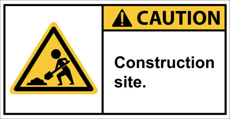 Obraz premium There is construction ahead. construction site.,Sign caution