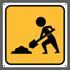 There is construction ahead. construction site.,Sign caution