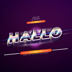 editable purple gradient 3d hallo text effect.typhography logo