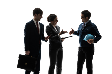 Multinational business group having a meeting. Background transparent PNG. Clipped photo.