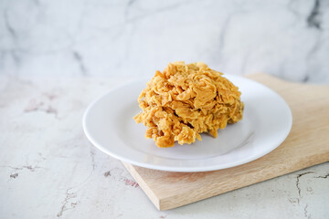 Fried chicken crisp, fast food meal on a white plate 