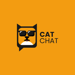 Vector Logo Illustration Cat Chat Simple Mascot Style
