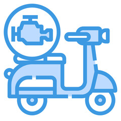 Engine blue outline icon