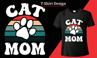 Cat T-shirt design for Cat lover. Black cat Typography illustration tshirt meme cute pet kitty, Kitties meme lettering fashion tee paw t-shirt cats & kittens. Cat and Dog animals wildlife Typography.