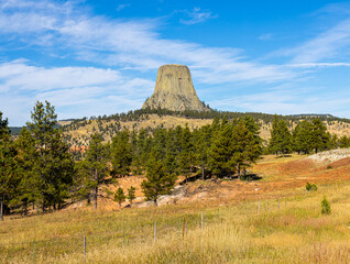 Far View of Devils Tower, Devils Tower national Monument, Wyoming, USA