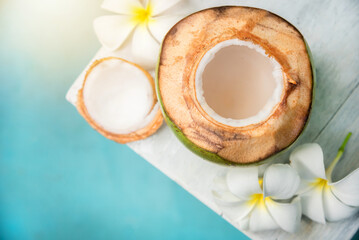 coconut juice . Fresh coconut water, young coconut drink.