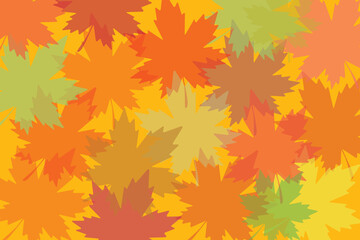 Naklejka na ściany i meble Colorful variegated foliage background. Maple leaves backdrop. Autumn or fall leaves and thanksgiving day concept. copy space for the text. illustration paper cut design style.