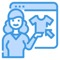 online shopping blue outline icon