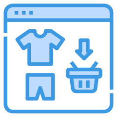 Fototapeta premium online shopping blue outline icon