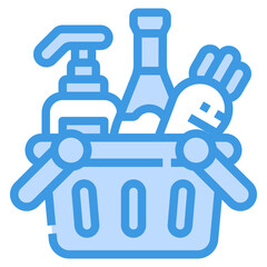 Obraz premium shopping basket blue outline icon