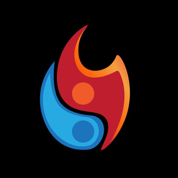 Yin-yang symbol, ice and fire