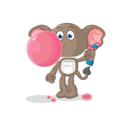 elephant chewing gum vector. cartoon character