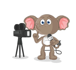 elephant tv reporter cartoon. cartoon mascot vector
