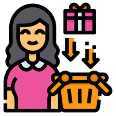 shopping filled outline icon