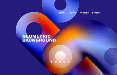 Circles and round shapes landing page abstract geometric background. Web page for website or mobile app wallpaper