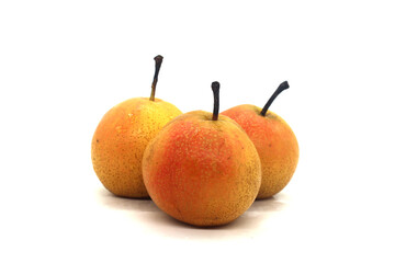 Photographic material with white background of fruit pear

