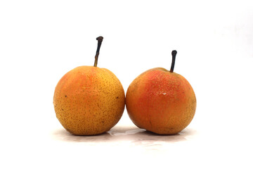 Photographic material with white background of fruit pear

