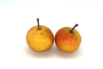 Photographic material with white background of fruit pear

