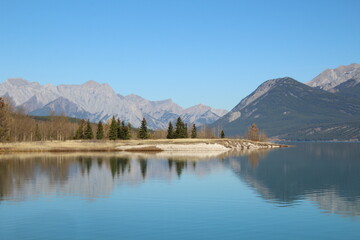 October Reflections On Abraham Lake, Nordegg, Alberta