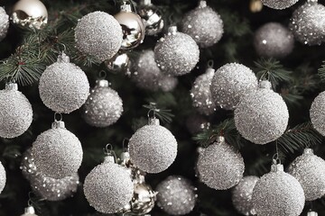 Christmas Lights and Ornaments Seamless Holiday Texture Pattern Tiled Repeatable Tessellation Background Image