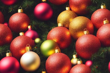 Christmas Lights and Ornaments Seamless Holiday Texture Pattern Tiled Repeatable Tessellation Background Image