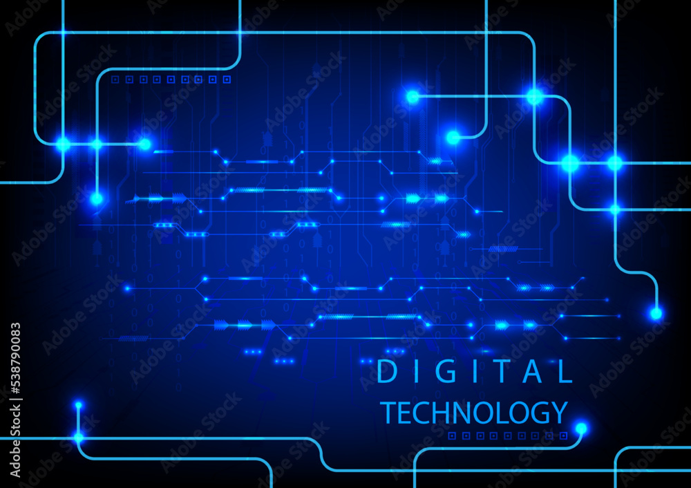 Poster vector illustration hi technology style line digital glow abstract background text digital technolog
