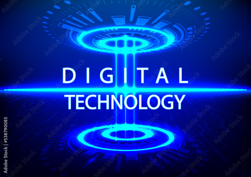 Poster vector illustration hi technology style line digital glow abstract background text digital technolog