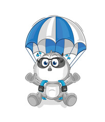sloth skydiving character. cartoon mascot vector