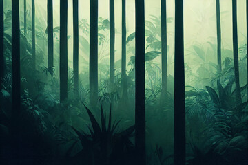 Obraz premium Deep tropical jungle in darkness